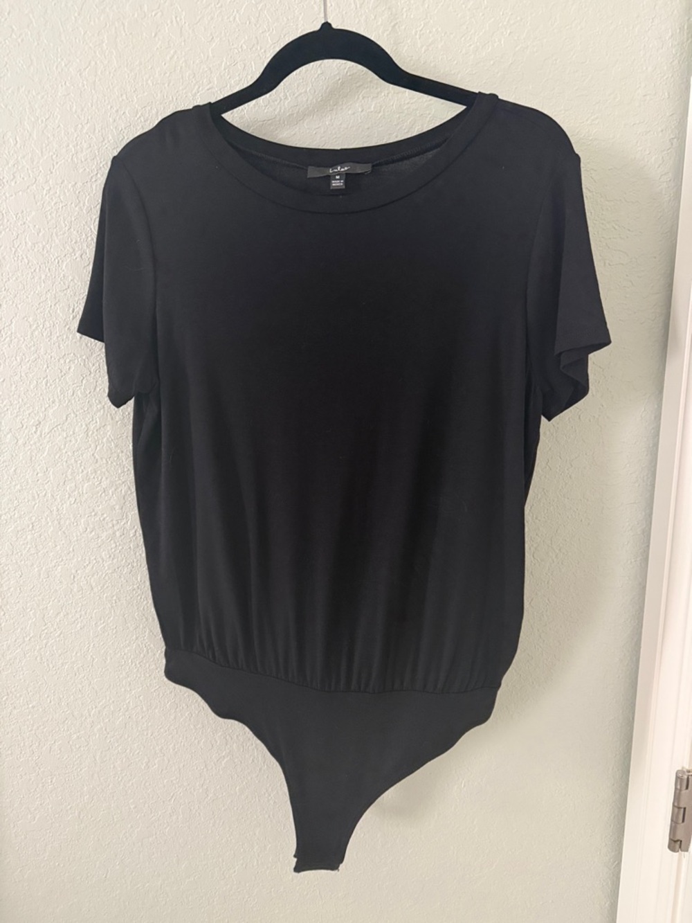 Black Short-Sleeve Bodysuit Top - Unbranded